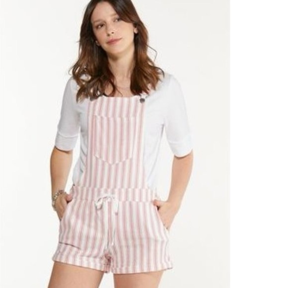 ❄️ Cato Dashing Stripe Overall Shorts Rose Size Large - Picture 4 of 5